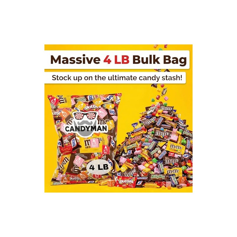 CANDYMAN Bulk Candy Variety Pack, 4 Pound Assorted Chocolate Candy