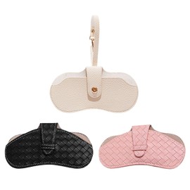 RELKLYU 3 Pieces Woven Glasses Bag, Portable Storage Bag, Sunglasses Accessories, PU Cover