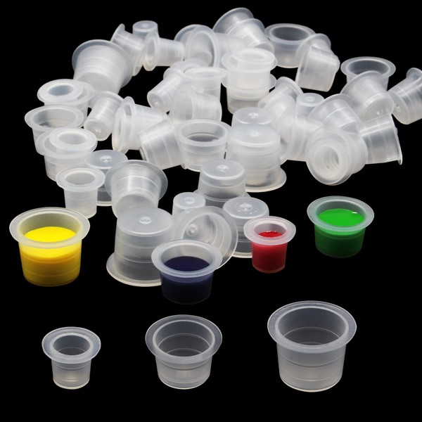 SOTICA Tattoo Ink Cups Pack of 300 Tattoo Ink Caps Mixed Size 9 mm 13 mm 15 mm Tattoo Colour Caps Cups, Disposable Tattoo Pigment Ink Cups for Tattoo Ink Tattoo Accessories