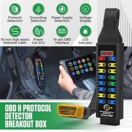 OBD2 Breakout Box Automotive Advanced OBDII Protocol Detector with LCD Display & LED Indicator, 16-Pin CAN Breakout Box Diagnostic Tool for Power Car E.CU, Use with Scanner/Multimeter/Oscilloscope