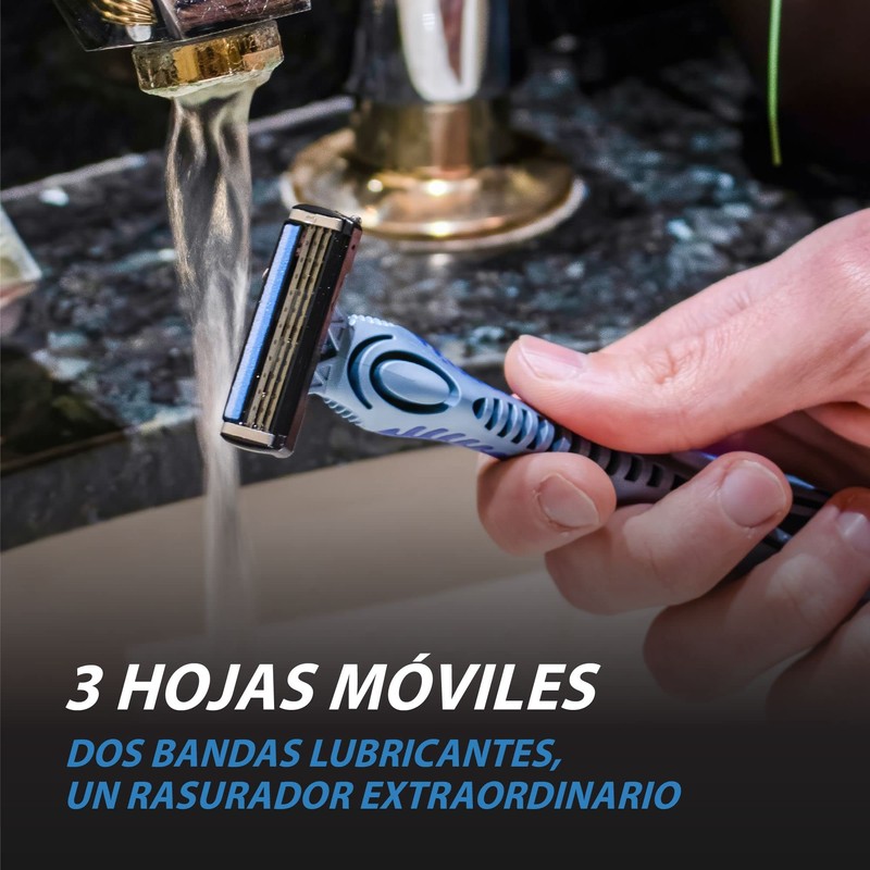 BIC Rastrillo Flex 3 Piel Sensible Mango Texturizado Banda Lubricante