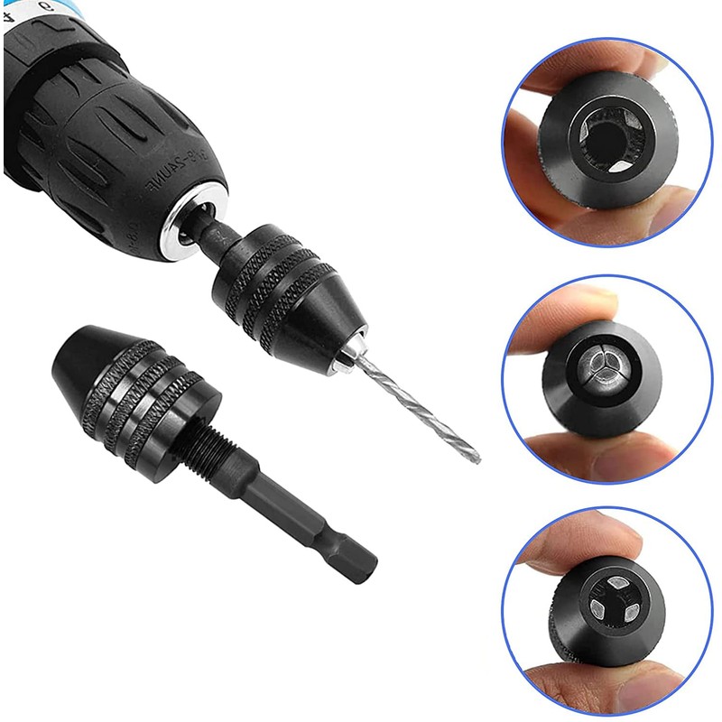 Chargenyang 3 Pcs Keyless Drill Chuck Bit 1/4 Inch Hex