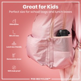 ION8 Kids Water Bottles With Straw, BPA Free, Leakproof, Dishwasher Safe, Small Boys, Girls & Toddler Water Bottle,Kids Drinks Bottle for School Lunch Box, Black, 350ml/12oz