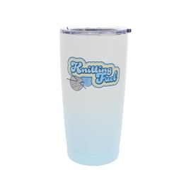 Pavilion Gift Company- Knitting Fuel - 20 oz Stainless Steel Travel Tumbler Knit Knitting Knitter Caffeine Coffee Tea Yarn Craft Crafty Crafting Drinkware