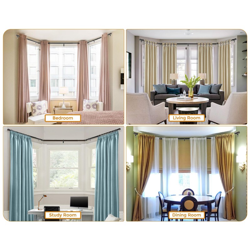 Bay Window Curtain Rods, HOTOZON 7/8 Inch Heavy Duty Curtain
