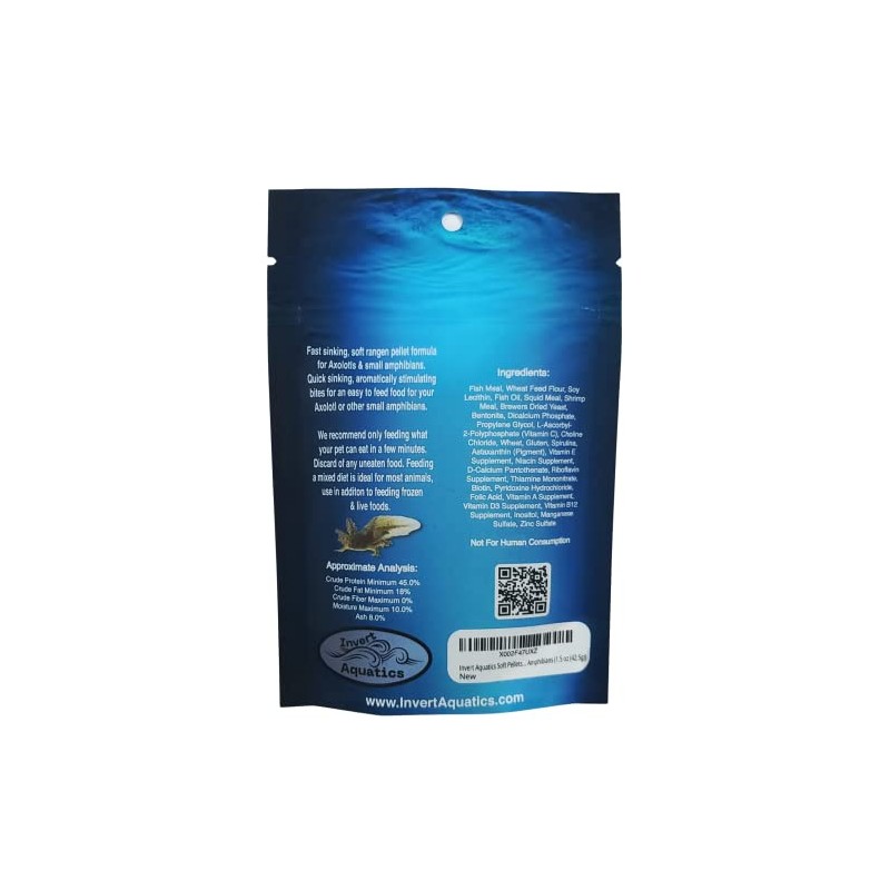Invert Aquatics Soft Pellets for Axolotls - Moist Sinking Diet