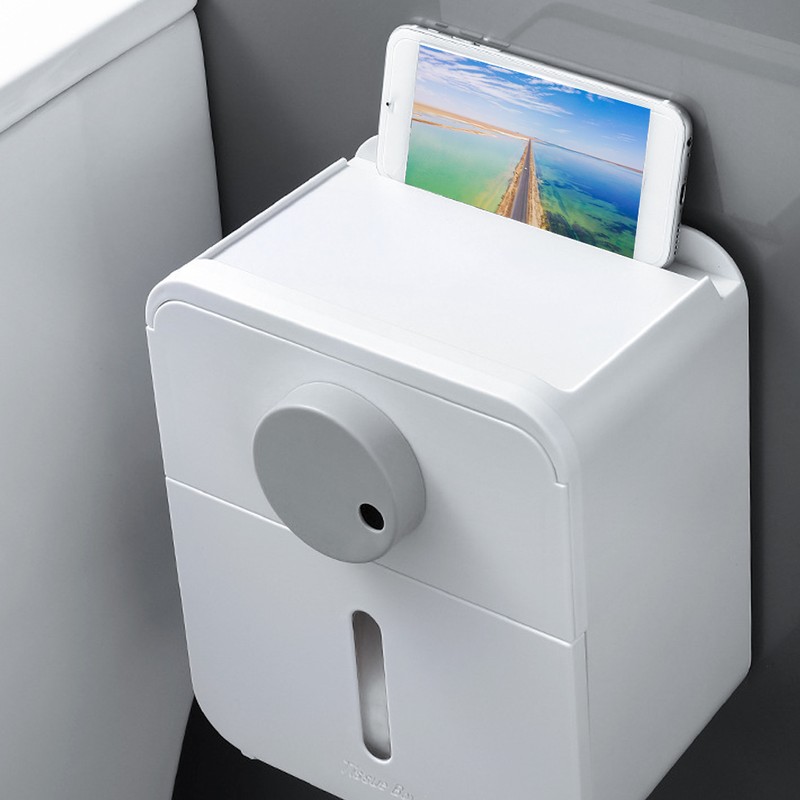Waterproof WallMounted Toilet Roll Paper Rack Holder with Top Shelf