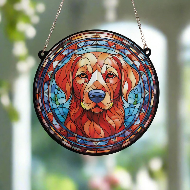 Labrador Fox Red Stained Glass Effect Suncatcher - Garden Gift