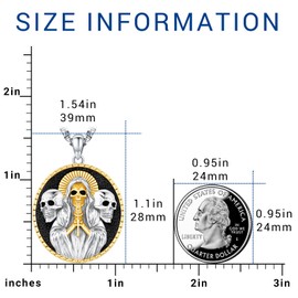 La Santa Muerte Necklace for Men Women Sterling Silver 925 Gold 10K 14K 24K 18K Santa Muerte Jewelry Grim Reaper Pendant