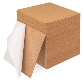 60 Pack Self Adhesive Cork Squares, 6 x 6 Inches Cork Backing for Coasters, Cork Squares for DIY Crafts and Coasters, Natural Soft Wood with Strong Adhesion Backing, 2 mm Thick,by GNIEMCKIN.