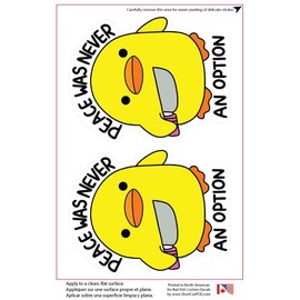 Bad Fish Custom Decals Cute Ducky Peace was Never an Option 2 Pack Gloss Vinyl Waterproof Indoor Outdoor for car, Laptop, Hard hat, etc