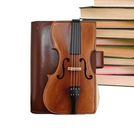 Leather Notebook - Vintage Journal with Violin Design - PU Leather Planner for Work School Daily Project Business Meeting Study Men Women