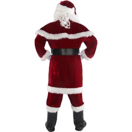 Boveco Christmas Santa Claus Costume for Men Adult 12pcs Santa Suit Deluxe Professional Velvet Outfit for Xmas Holiday Party Cosplay 2XL
