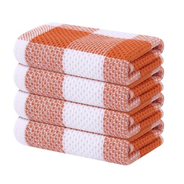 smiry 100% Cotton Kitchen Towels, 13" x 28", 4 Pack
