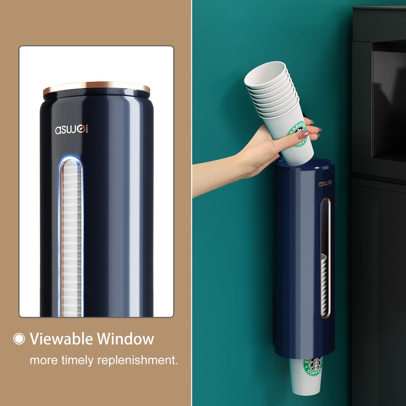 JEEZAO Cup Dispenser Wall Mounted,Water Cup Holder Dustproof Plastic for