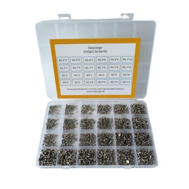 Easycargo 1512pcs Screw Assortment Kit, 24 Sizes Replacement Computer Notebook Miniature Screws, M1.4 M1.7 M2 M2.5 M3 Laptop Motherboard Phillips Screws Set