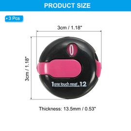 PATIKIL Golf Score Counter Set of 3 Mini Golf Shot Stroke Attachment Counters Clicker Clip for Golfer Glove Bag Hat Black Red