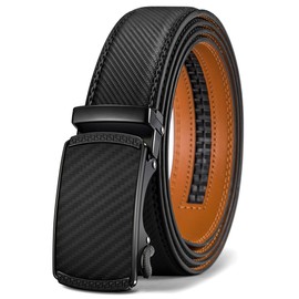 BULLIANT Men's Belt, Leather Ratchet Belt for Men Dress 1 3/8",Trim to Fit(Black-32-38" Waist Adjustable)