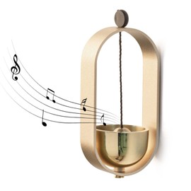 Door Chime for Entrance,Decoration Doorbell,Bell with Handmade Doorbell,Wood with Brass Bell,Welcome Doorbell, Shop Owner, Doorbell for Decoration, Front Door, Indoor, Outdoor Shop Bell (Rose Gold)