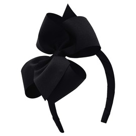 Wee Ones Girls' Classic Grosgrain Hair Bow on a Wrapped Headband, Stylish For All Hair Types, Small King Bow, Black