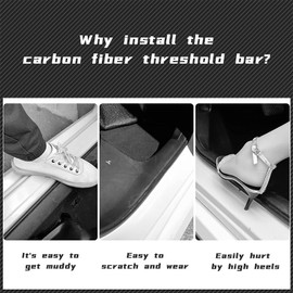 4pcs Car Door Sill Protector, Front/Rear Sill Plate Sticker, Carbon Fiber Rubber Scratch Resistant Door Pedal Protector Car Threshold Pedal Sticker for Nissan Frontier (red)