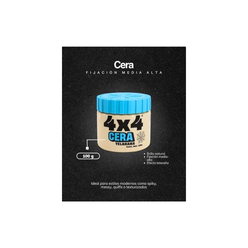 4x4 Cera Telaraña para Barberos, Estilizado de Cabello, 100g