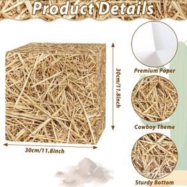 6Pcs Hay Bales for Decoration Boxes Western Cowboy Fake Party Decor Farm Hay Farmhouse Box Stacks Straw Bales Cardboard Gift Photo Booth Prop Centerpiece for Rodeo Birthday Baby Shower Party Supplies