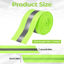 Reflective Tape Strip Sew On 2'' x 33ft High Visibility Fluorescent Tape with 2 cm Width Silver Reflective Ribbon Safety Warning Webbing for Raincoats, Clothing, Bags, Cycling (Fluorescent Green)