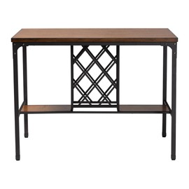 Baxton Studio Vintner Industrial Pub Table with Built-in Wine Cage, Matte Brown/Black