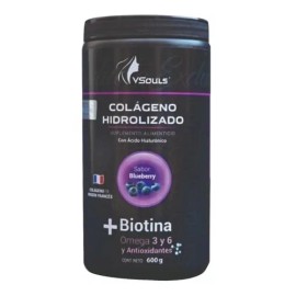 Colágeno Mas Biotina Vsouls Blueberry 600grs Inmediato Blueberry                                                                                      