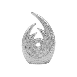 Elegant Modern Silver Abstract Art Sculpture - Minimalist Ceramic Decoration Ornament for Living Room, Bedroom, Office, Shelves, Coffee Table Decor (Small Sculpture)