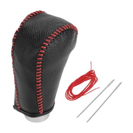 HEROFFIX 1 Pc Gear Shift Knob Cover for Honda CR-V 2015-2016 Stick Shifting Handle Protector Pebbled Black Red Faux Leather