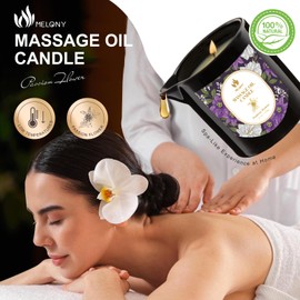 MELONY Massage Oil Candles | Soy Based | 8.1OZ/230g | Home Spa with Luxurious Body Oil & Lotion Candle | Intensive Skin Treatment Candle | Nourish & Soften (Passion Flower)