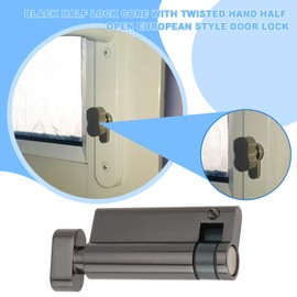 YINETTECH Half Turn Door Lock Cylinder Lock Thumb Turn Euro Cylinder Lock for Wooden Composite UPVC European Aluminum Doors Total Length 65mm