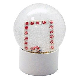 Snowglobe for You 40092 Photo Snow Globe Glass Filled Photo Frame White with Roses Red Rose Bouquet with Plastic Base White Round 100 mm Diameter