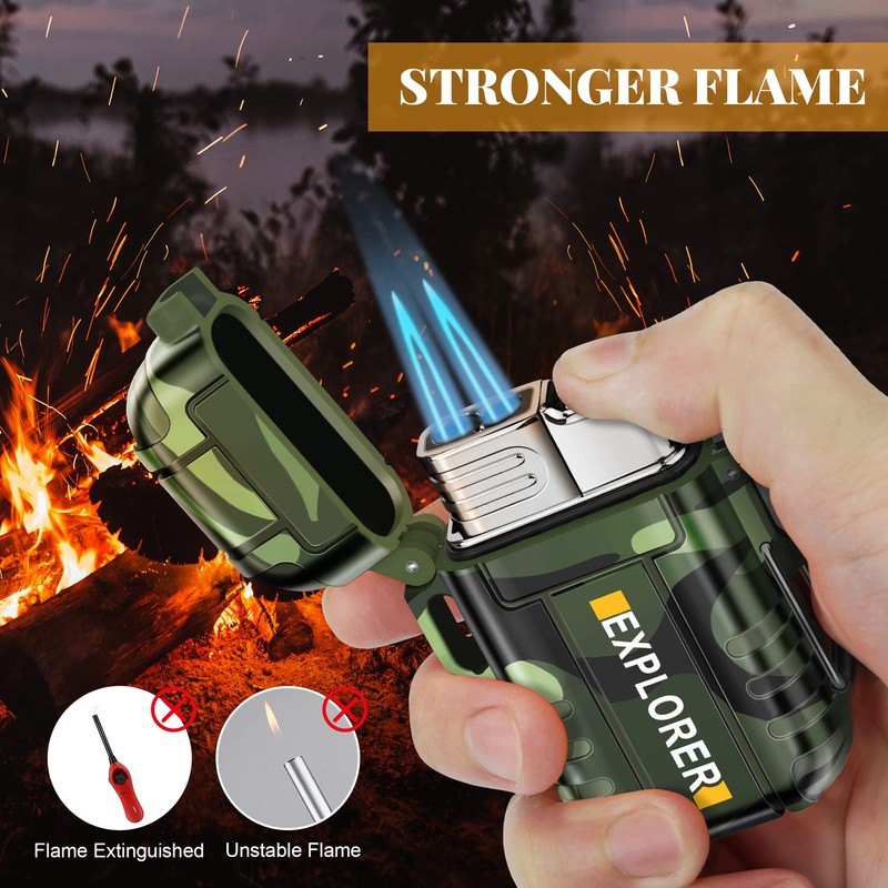SAMNIU Torch Lighter, Double Jet Flame, Waterproof, Windproof, Refillable Butane