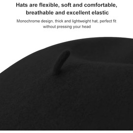 QEEROYO Beret, Classic French Beret, Women's Flat Cap, Beret, Wool Beret, Winter Beret, Classic Plain French Style Beret, Classic Artist Barrett, black