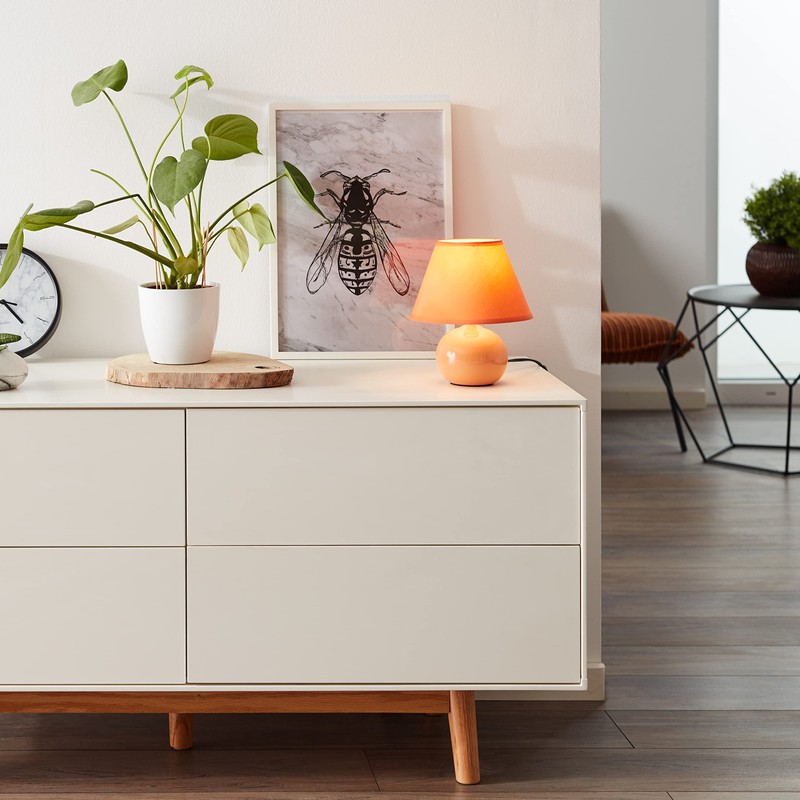 peach-colored table lamp Primo, 61047/38 Brilliant