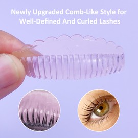 PERMANIA Eyelash Lifting Pads, Pack of 8 Reusable Eyelash Lifting Pads, Comb Style Eyelash Pads, 4 Sizes Lash Lifting Pads for Salon and Home - Pink