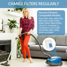 17 pcs Replacement for Miele Hoover Bags,with Miele Classic C1,Complete C1 C2 C3,S227 S240,S270,S400,S400i, S600,S800,S2,S5,S8 for Miele Hoover Bags, with 4 Motor Protection & 4 Air Clean Filters