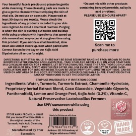 Phor Essentials Kojic Acid Turmeric & Ashwagandha Cleansing Pads