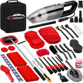 ‎GPUSFAK 45Pcs Car Wash Cleaning Kit with High Power Handheld Vacuum Windshield Cleaning