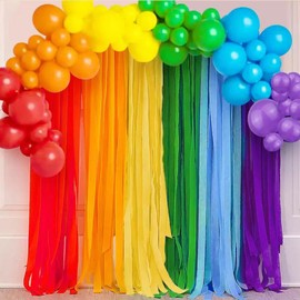 XIKSXITN 6 Rolls Crepe Paper Streamers in 6 Colors- Rainbow Streamers for Party Decorations(1.8 Inch x 82 Ft/Roll)