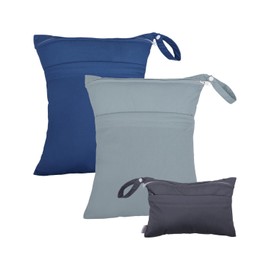 ALVABABY Wet Dry Bags Waterproof Reusable Two Pockets Travel Storage Bag Cosmetic Bag Handbags Wash Bag 3 Pieces Beach Pool Daycare Soiled Swimsuits or Wet Clothes 3L-SML01-CA