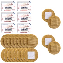 Funtery 200 Pcs Spot Adhesive Bandages 1.2 Inch Flexible Round Fabric Non Latex Small Face Circular Adhesive Bandage for Skin Tone Wound Spots Small Incisions(Brown)