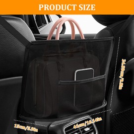 QZTYTY Car Net Pocket Handbag Holder, Purse Holder for Car, Net Pocket Organizer for Handbag Storage Between Seats, Universal Car Seat Bag Holder Car Storage Accessories Fit SUV, Truck, RV (Black)