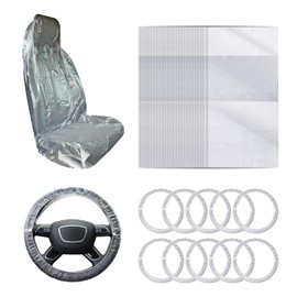 ZBHDEYG Pack of 50 Car Seat Protectors with 10 Pieces Car Steering Wheel Covers, Car Front Seat Protective Cover, Car Dust Cover, 140 x 80 cm Anti-Fouling Seat Cover