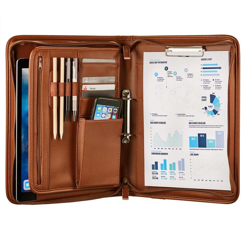 Onvaya® A4 Conference Folder, Black/Brown/Cognac, Files Folder, Business Folder, Writing