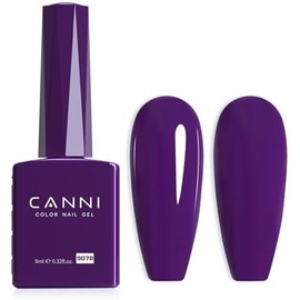 CANNI - Esmalte de uñas en gel morado oscuro, 1 pieza de esmalte de uñas en gel de color morado neón de alto brillo