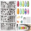 UNICRAFTALE 4 Stück Nagelstempelplatten Set Sommerstrand Hawaii Nagelkunst Stempelvorlagen Edelstahl